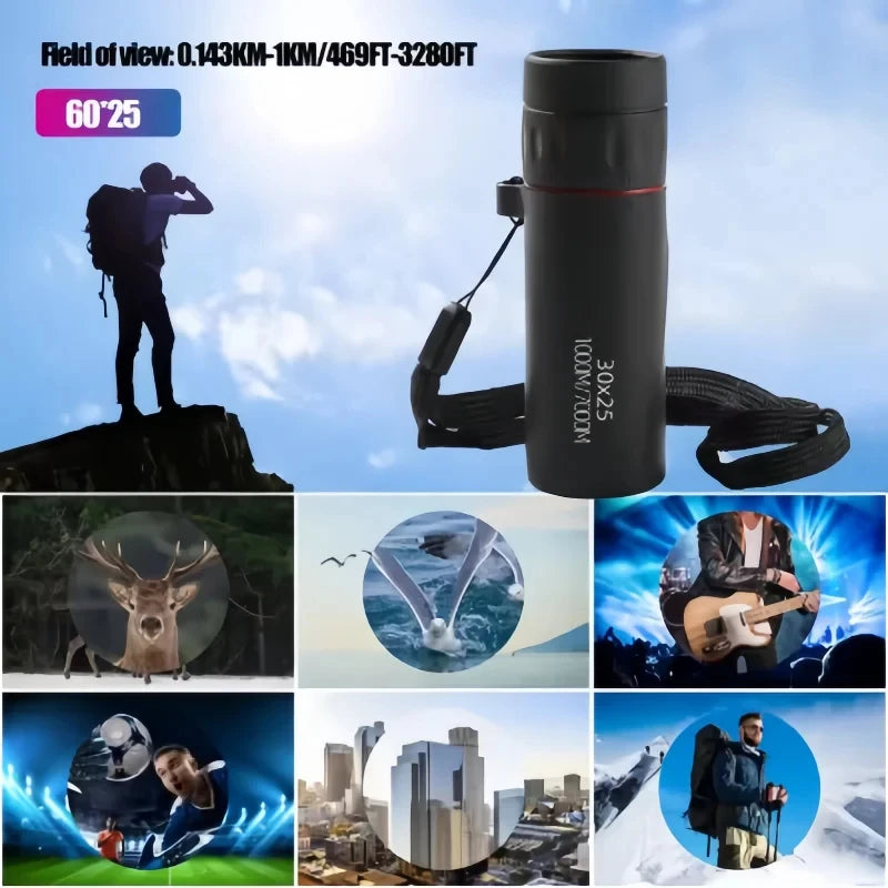 2000x25 HD Monocular Telescope: Mini Portable, for Outdoor Camping, Hunting & Birdwatching