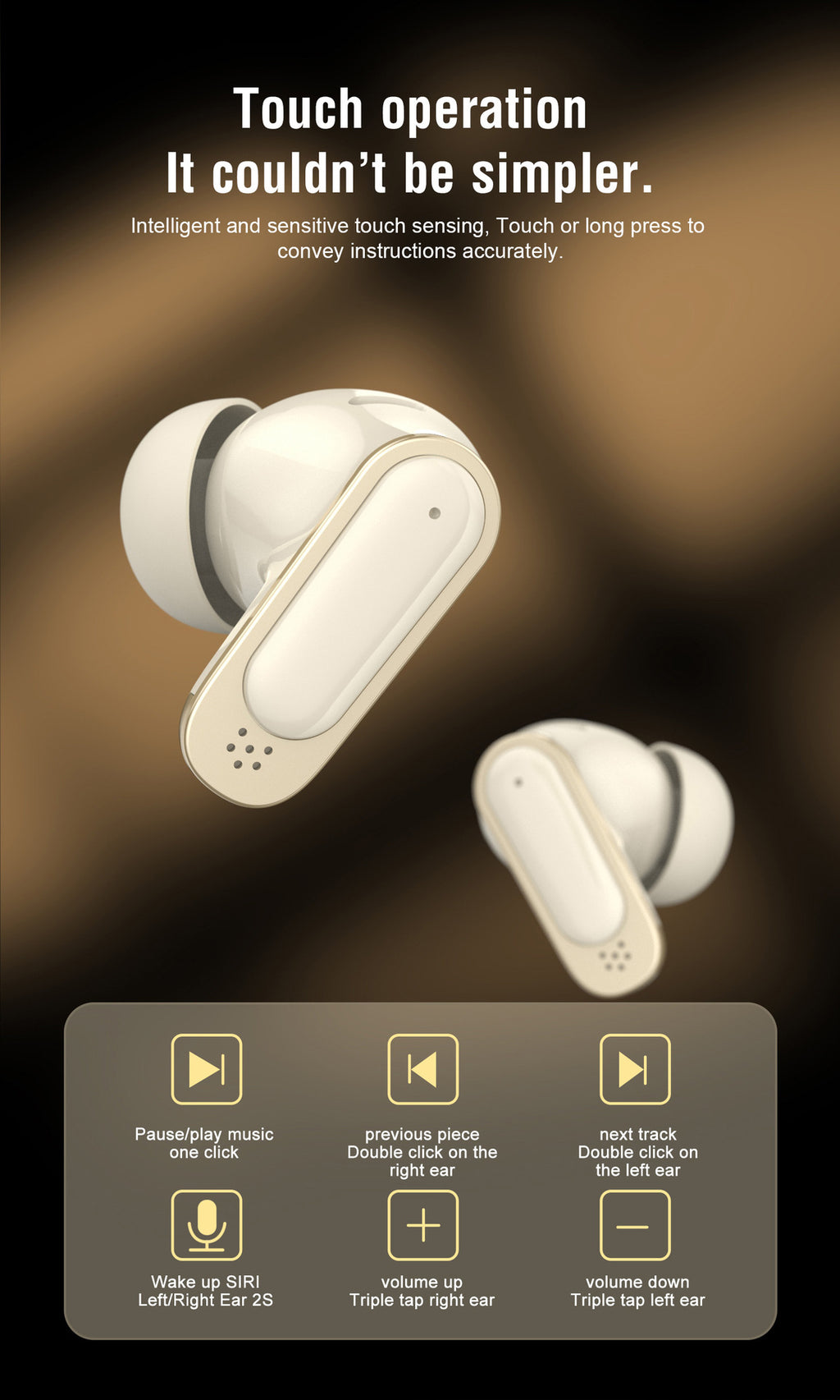 BOSECXT V11 Touch Screen Headphones ANC Bluetooth5.4 Noise Cancelling Earphones HiFi Sereo.