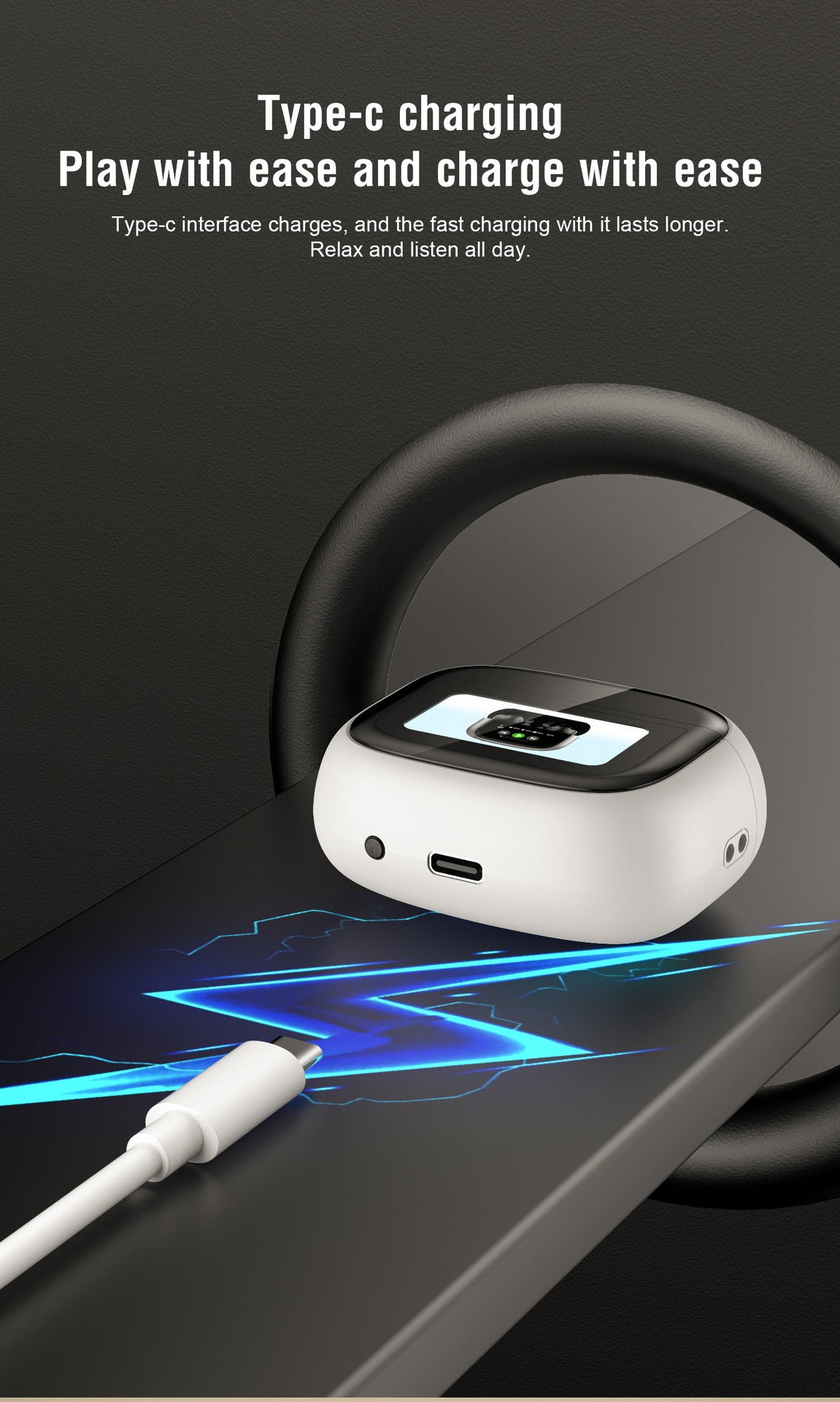 BOSECXT V11 Touch Screen Headphones ANC Bluetooth5.4 Noise Cancelling Earphones HiFi Sereo.