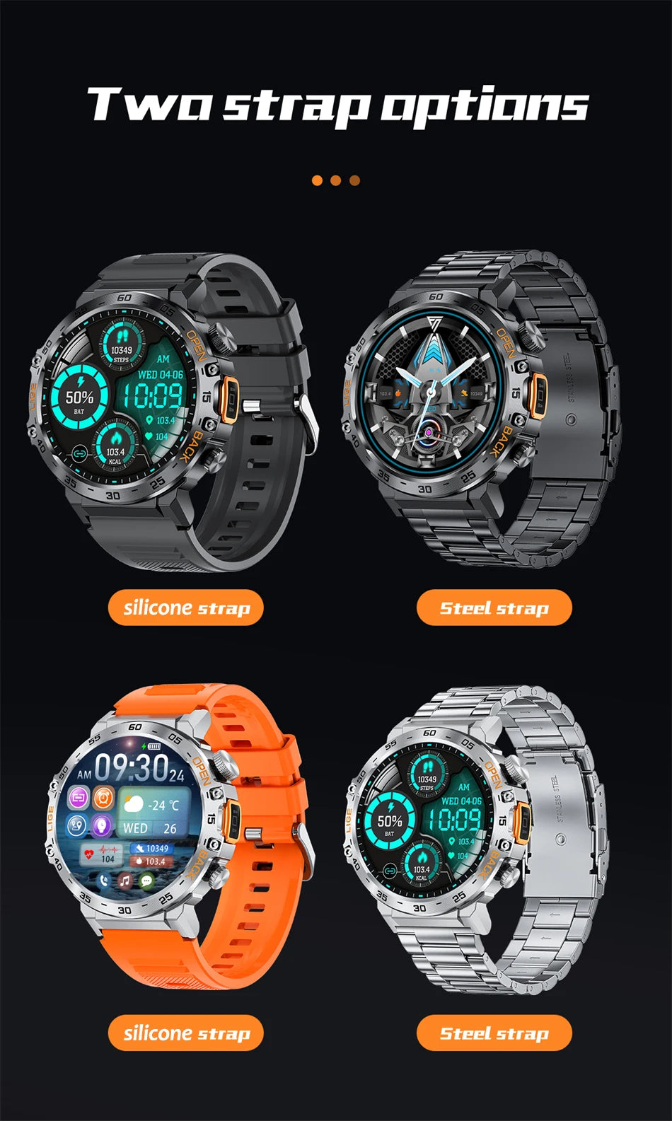 LIGE 2025 Smart Watch Men Sport Watches LED Flashlight Bluetooth Call.
