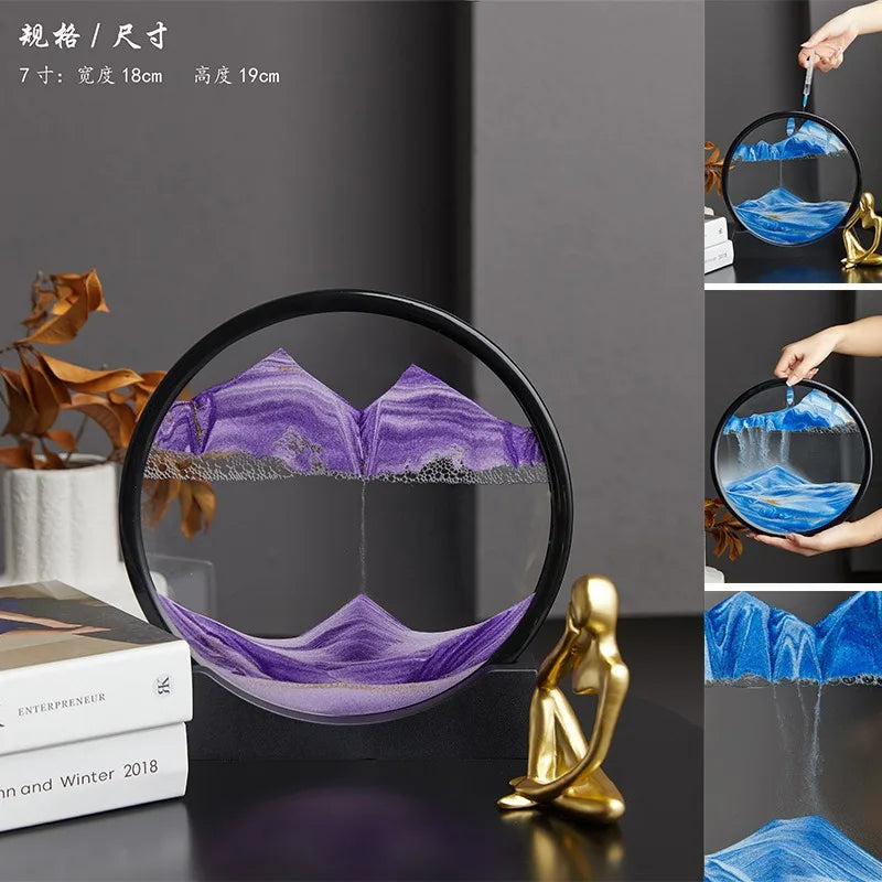 2025 Moving Sand Art Picture Round Glass Deep Sea Sandscape Hourglass Quicksand Craft Flowing Sand Painting Office Home Decor