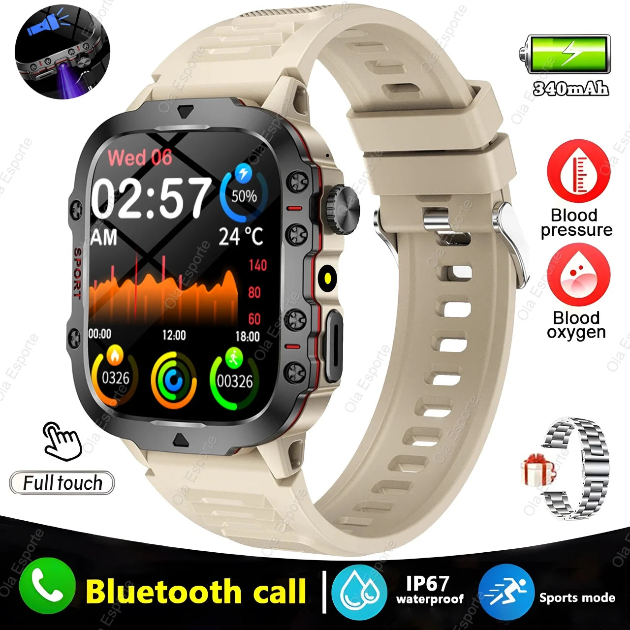 2025 Men’s Military Smartwatch – 1.81" Bluetooth Call, IP68/5ATM