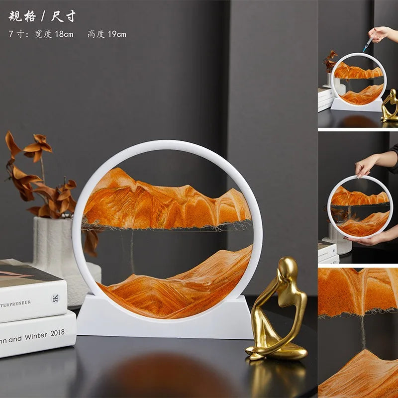 2025 Moving Sand Art Picture Round Glass Deep Sea Sandscape Hourglass Quicksand Craft Flowing Sand Painting Office Home Decor