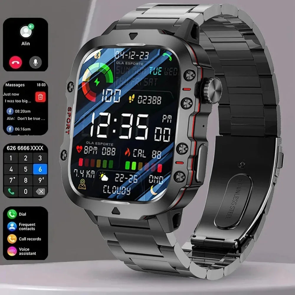 2025 Men’s Military Smartwatch – 1.81" Bluetooth Call, IP68/5ATM