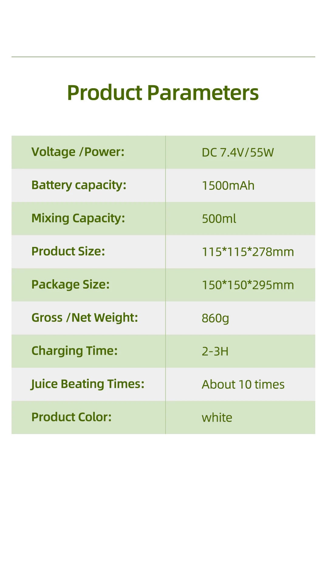 Portable Juicer, 33oz. Vessel, USB-C Rechargeable, Easy To Clean, Suitable For Juicing Fruits And Vegetable