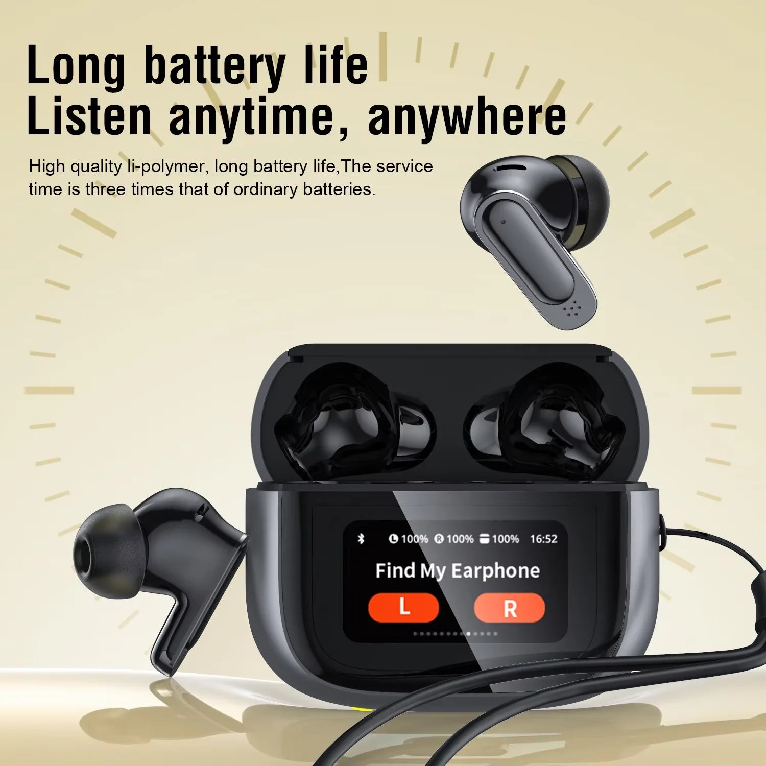 BOSECXT V11 Touch Screen Headphones ANC Bluetooth5.4 Noise Cancelling Earphones HiFi Sereo.