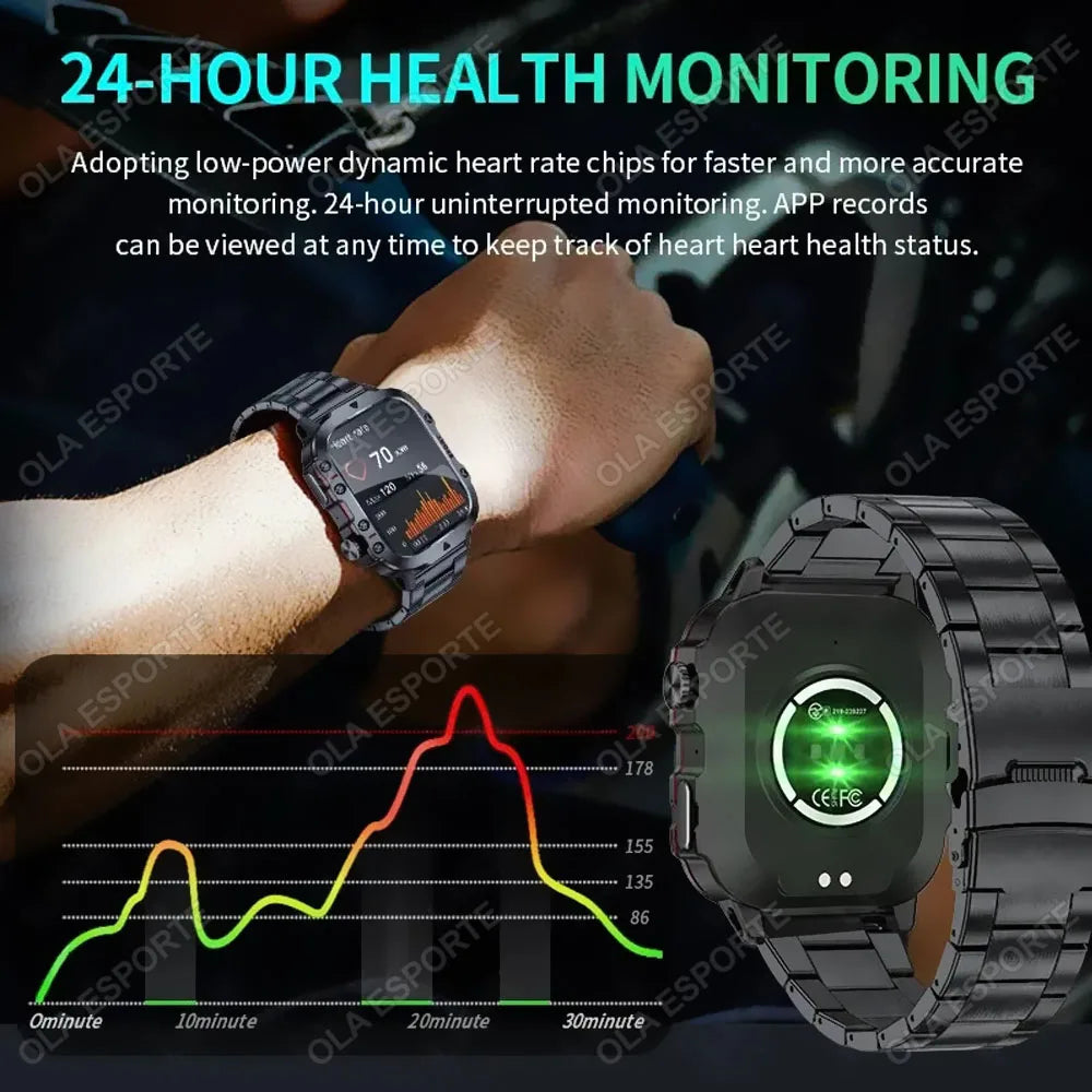 2025 Men’s Military Smartwatch – 1.81" Bluetooth Call, IP68/5ATM