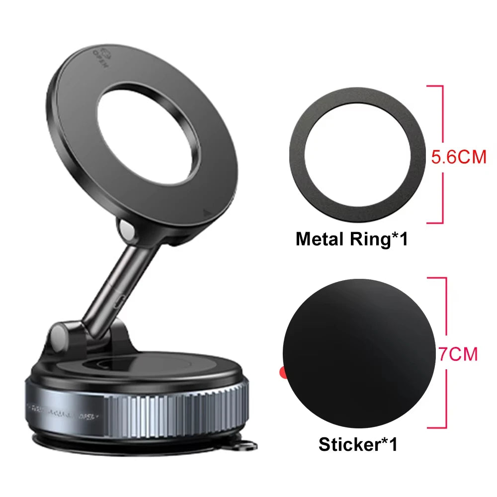 Car Phone Magnetic Stand Mechanical Vacuum Suction Cup Rotate 360° Magnetic Adsorption Bracket Navigation Universal Holder