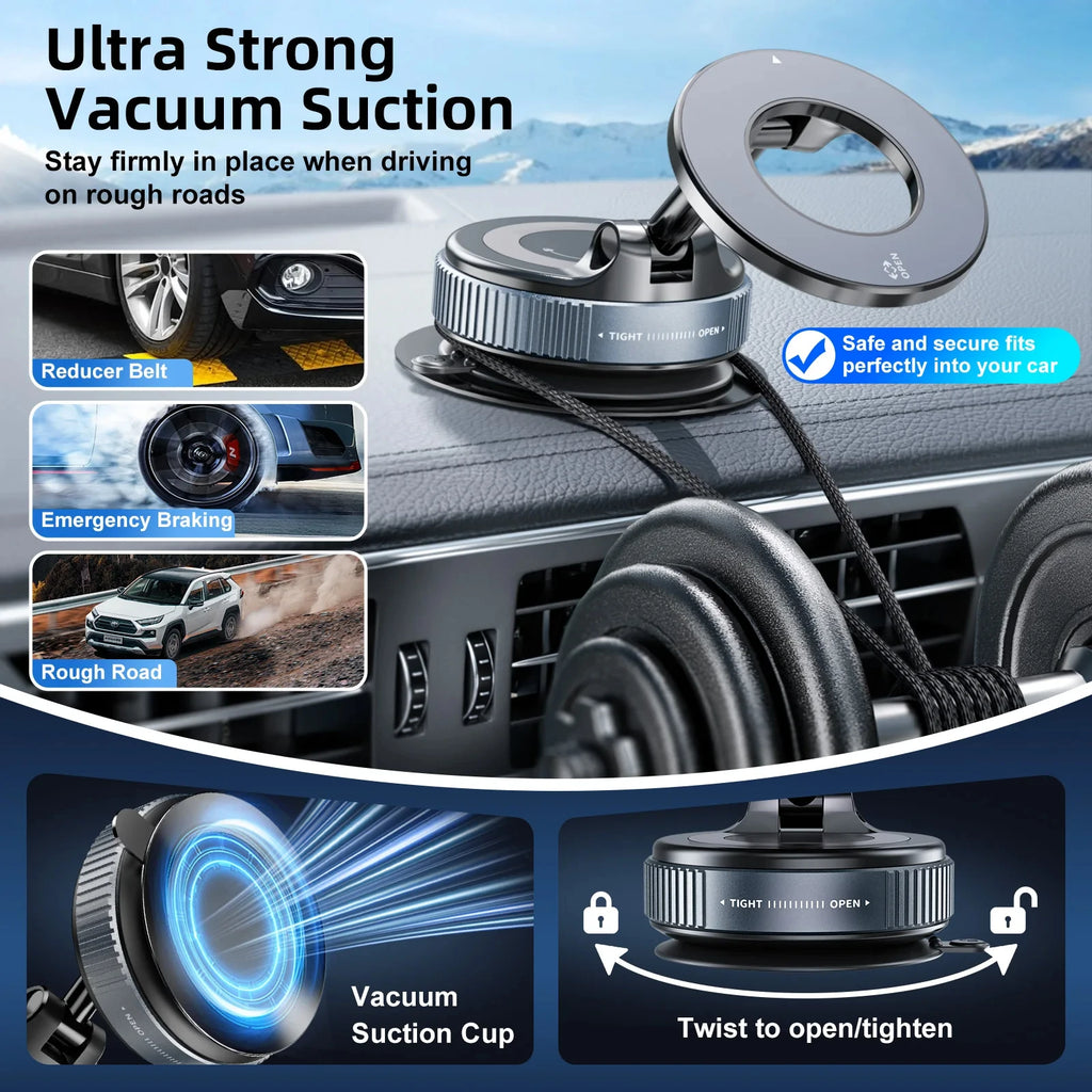 Car Phone Magnetic Stand Mechanical Vacuum Suction Cup Rotate 360° Magnetic Adsorption Bracket Navigation Universal Holder