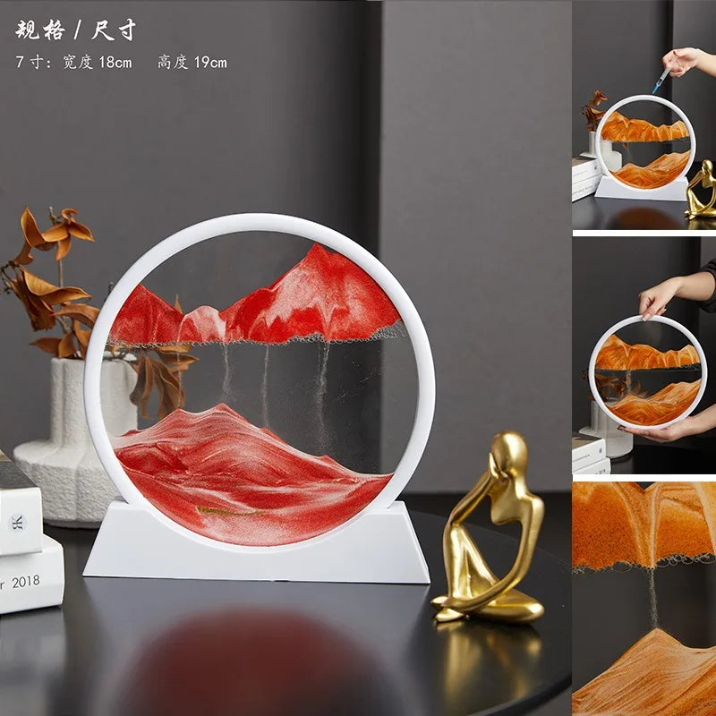 2025 Moving Sand Art Picture Round Glass Deep Sea Sandscape Hourglass Quicksand Craft Flowing Sand Painting Office Home Decor