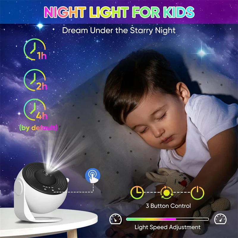 LED Night Light Galaxy Projector Starry Sky Projector 360° Rotate Planetarium Night Lamp For Room Decorative Children Kids Gift
