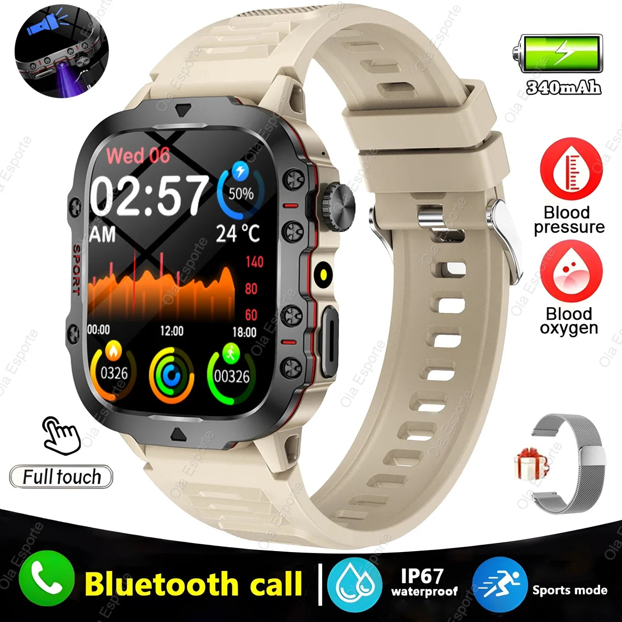 2025 Men’s Military Smartwatch – 1.81" Bluetooth Call, IP68/5ATM