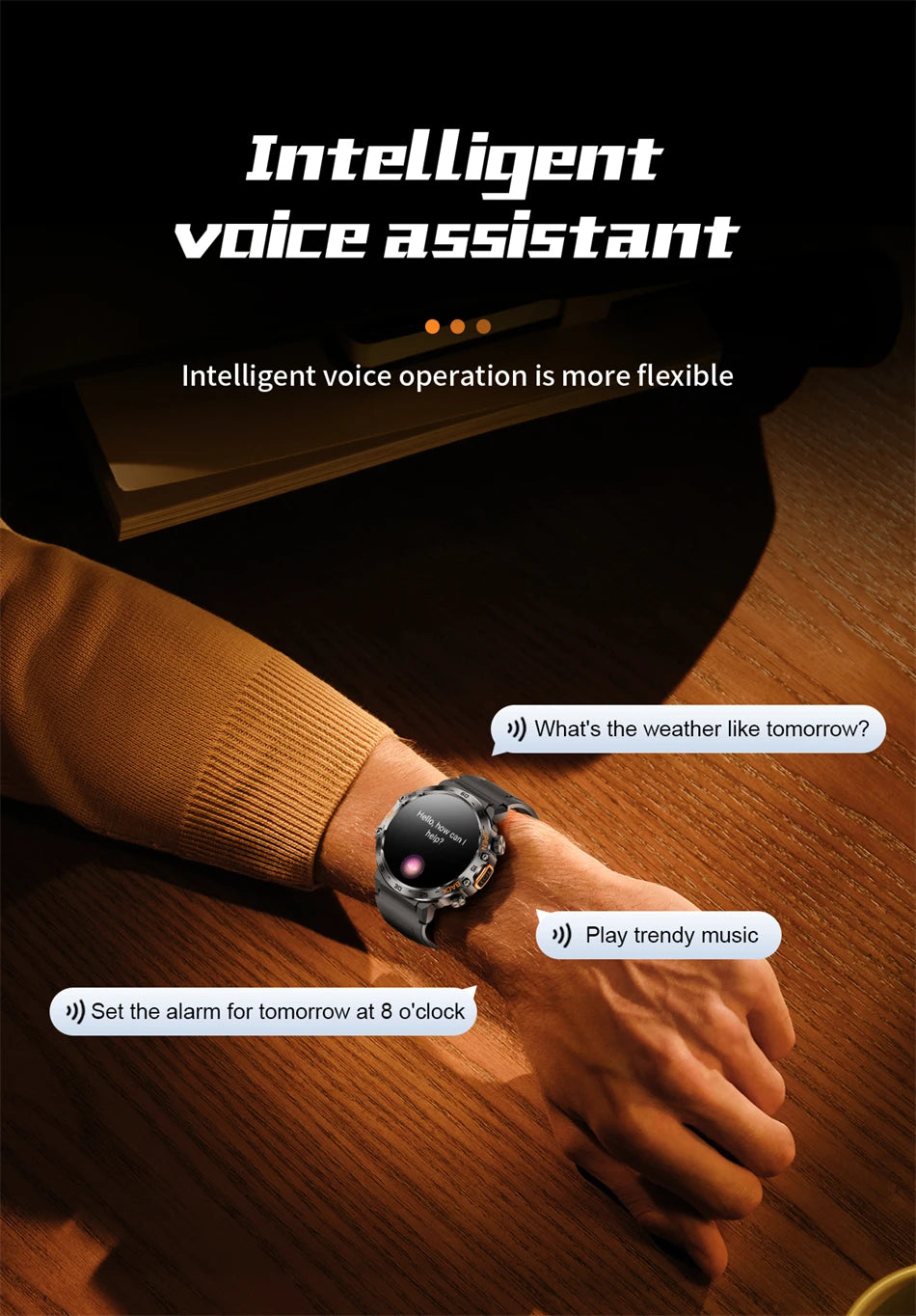 LIGE 2025 Smart Watch Men Sport Watches LED Flashlight Bluetooth Call.