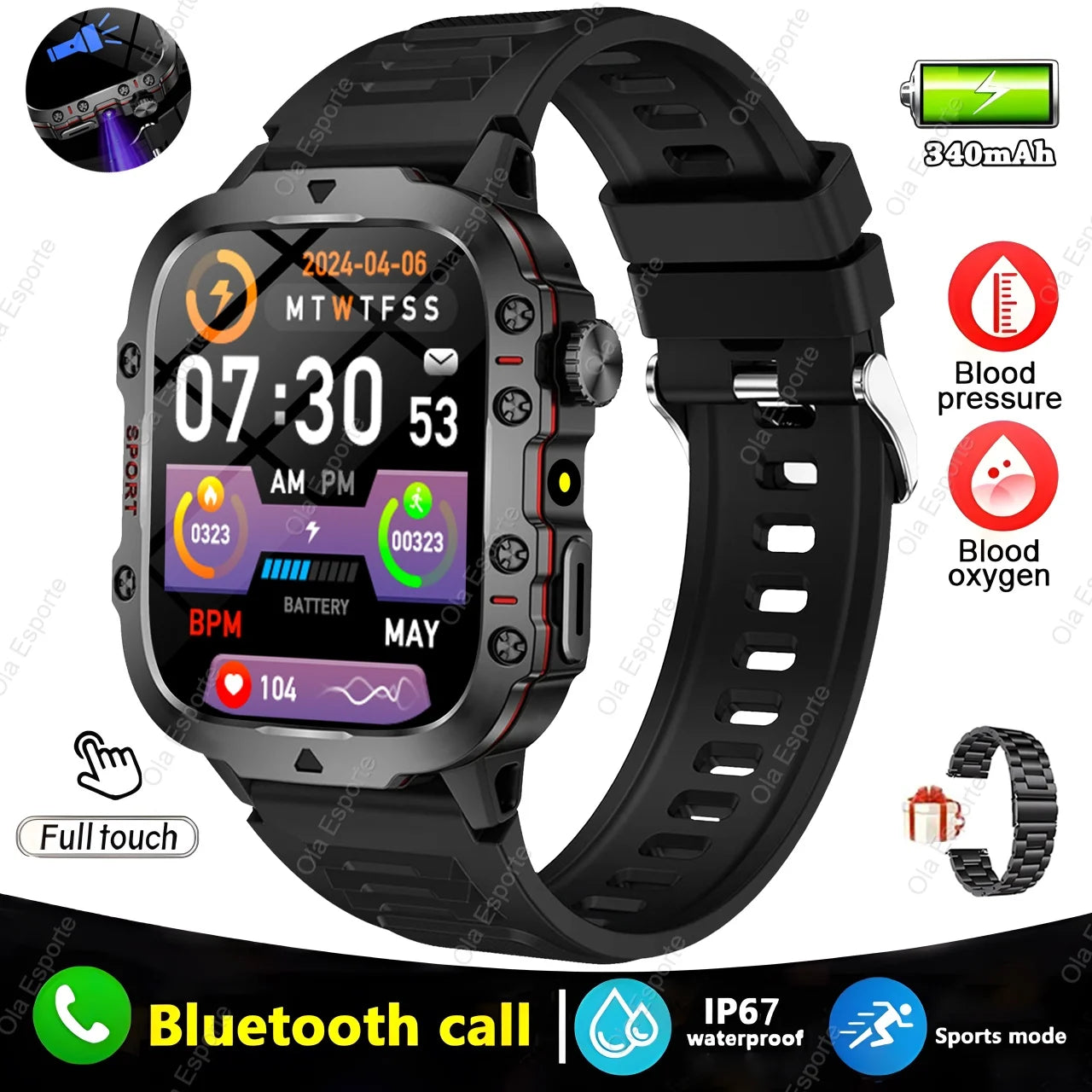 2025 Men’s Military Smartwatch – 1.81" Bluetooth Call, IP68/5ATM