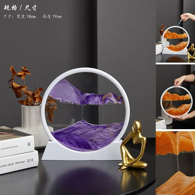 2025 Moving Sand Art Picture Round Glass Deep Sea Sandscape Hourglass Quicksand Craft Flowing Sand Painting Office Home Decor