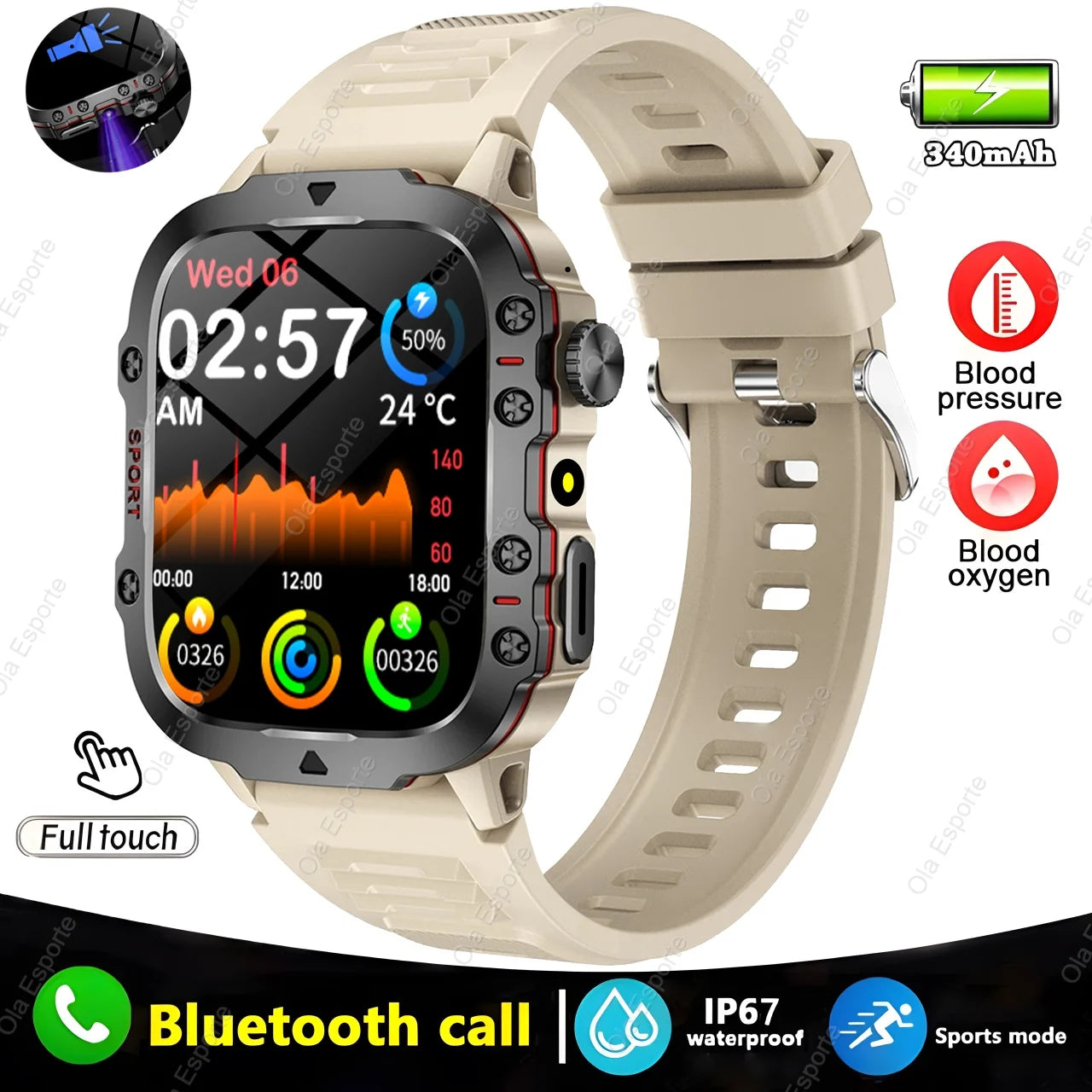 2025 Men’s Military Smartwatch – 1.81" Bluetooth Call, IP68/5ATM