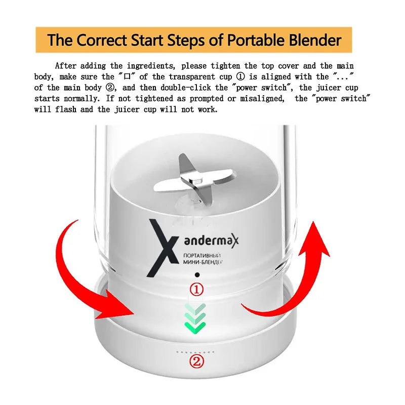 Mini Portable Blender Electric Juicer Home Smoothies Mixer Multifunctional Juice Maker