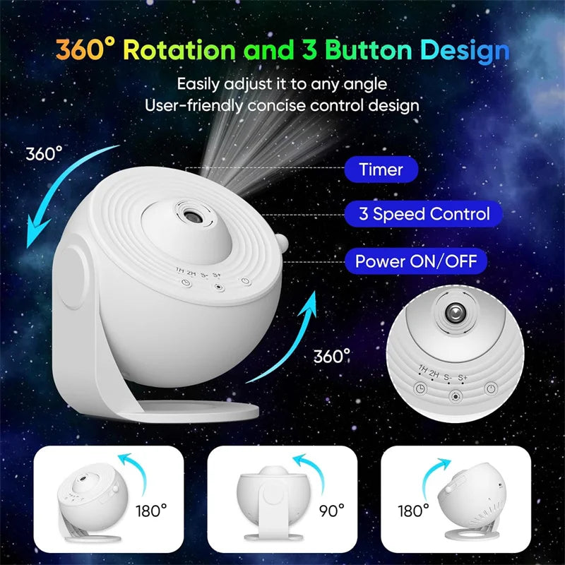 LED Night Light Galaxy Projector Starry Sky Projector 360° Rotate Planetarium Night Lamp For Room Decorative Children Kids Gift