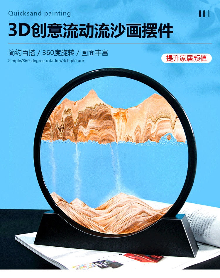2025 Moving Sand Art Picture Round Glass Deep Sea Sandscape Hourglass Quicksand Craft Flowing Sand Painting Office Home Decor