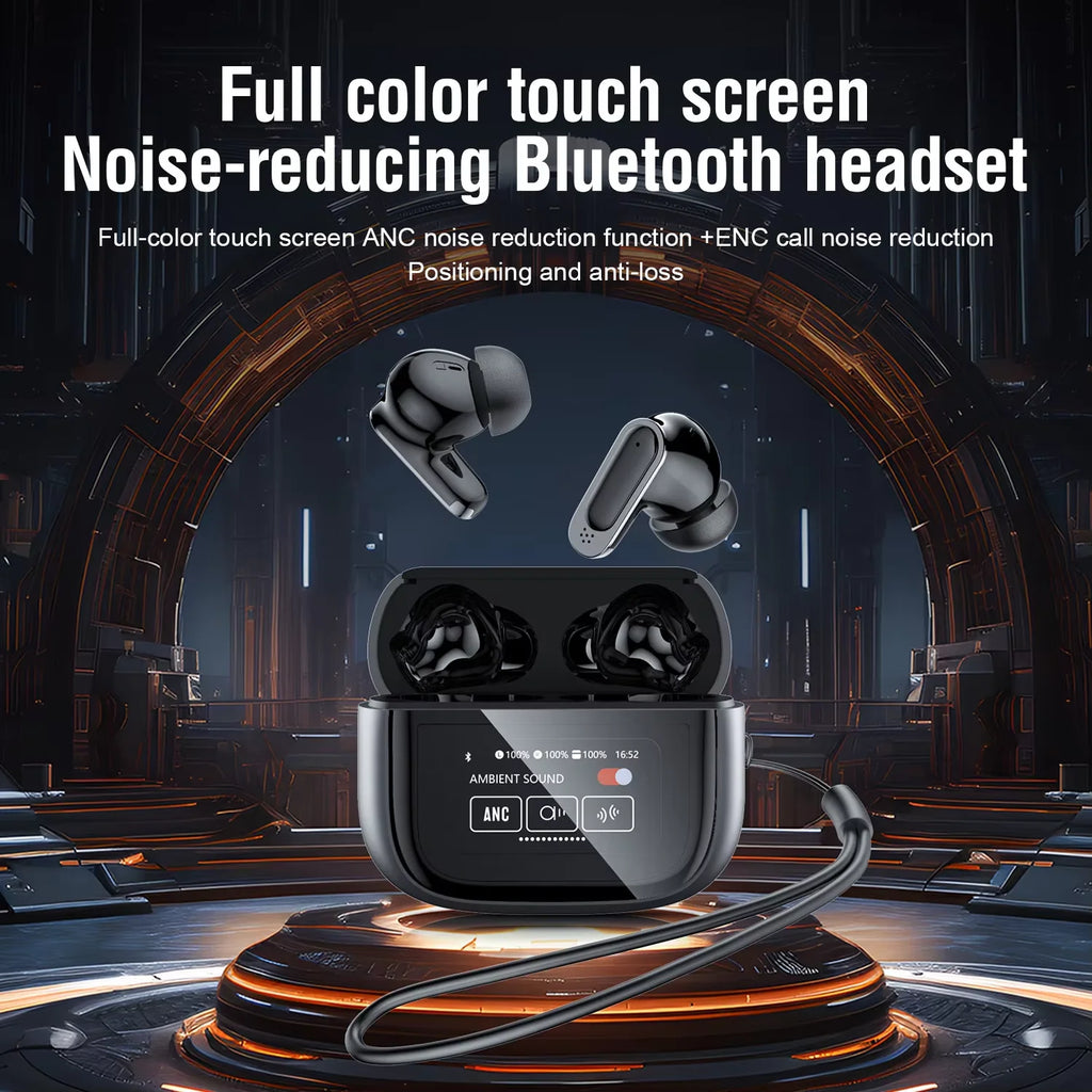 BOSECXT V11 Touch Screen Headphones ANC Bluetooth5.4 Noise Cancelling Earphones HiFi Sereo.
