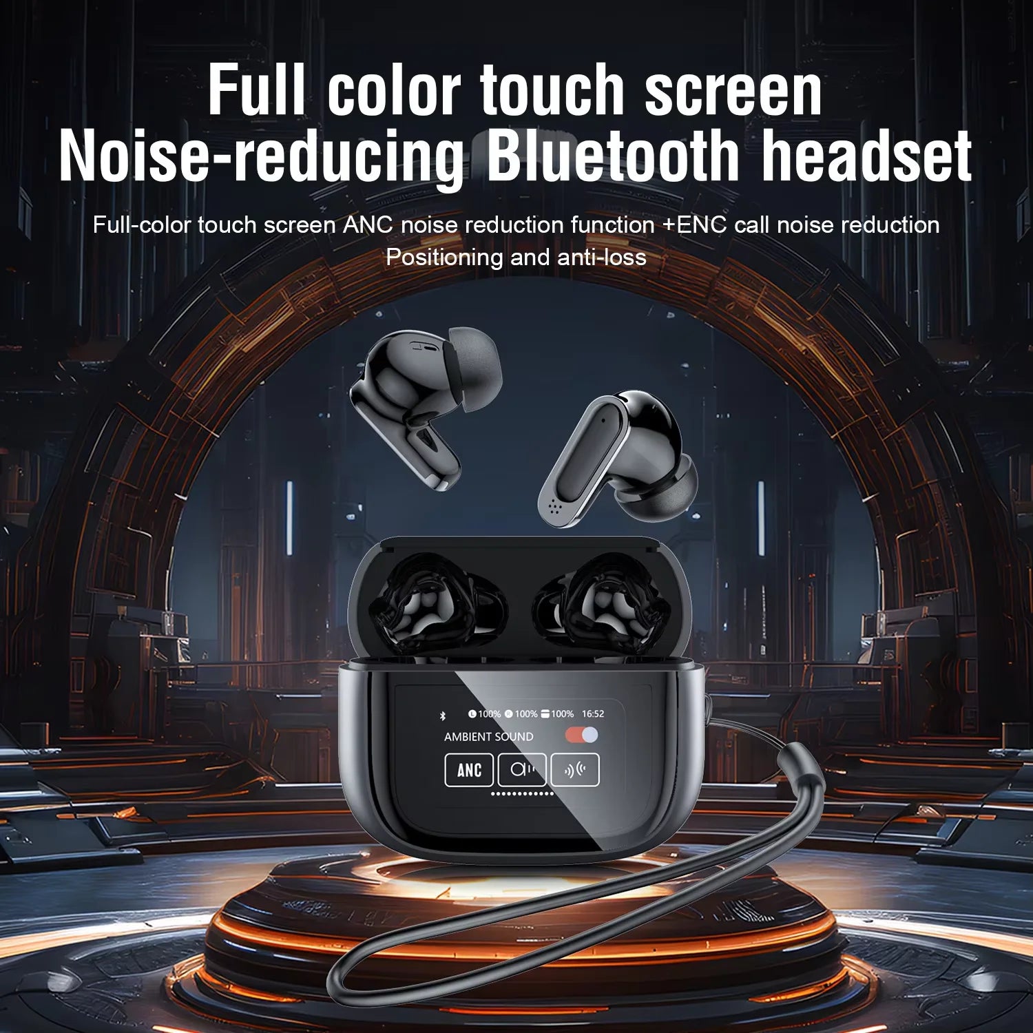 BOSECXT V11 Touch Screen Headphones ANC Bluetooth5.4 Noise Cancelling Earphones HiFi Sereo.